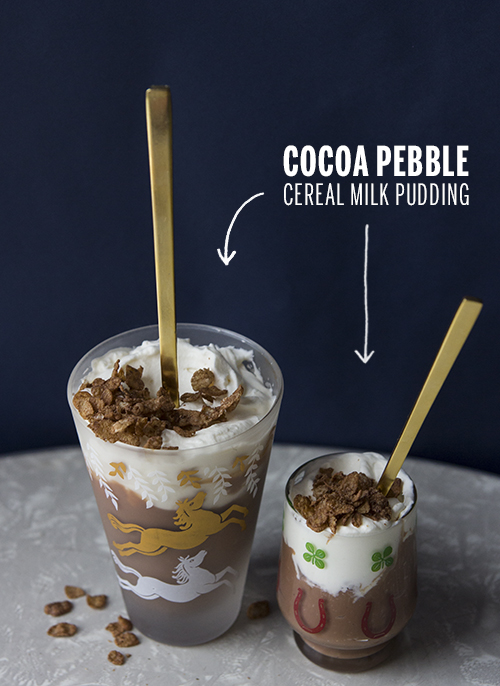 Cocoa Pebble Cereal Milk Pudding // take a megabite