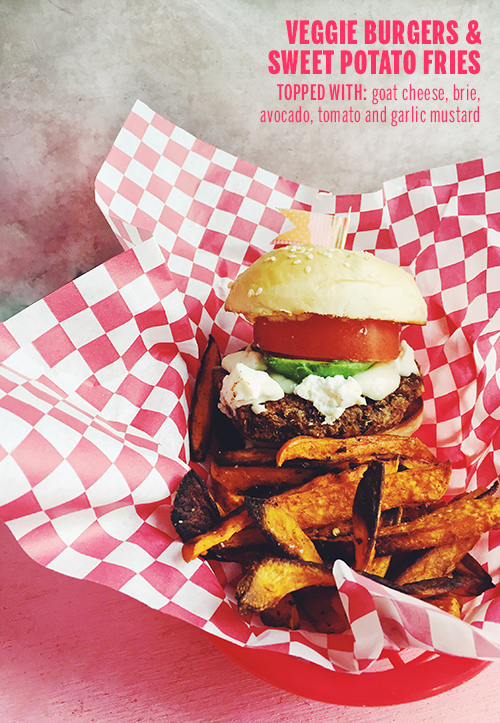 Veggie Burgers + Sweet Potato Fries // take a megabite
