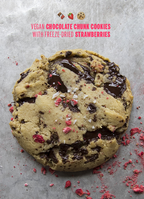 Vegan Chocolate Chunk Cookies with Strawberries // take a megabite