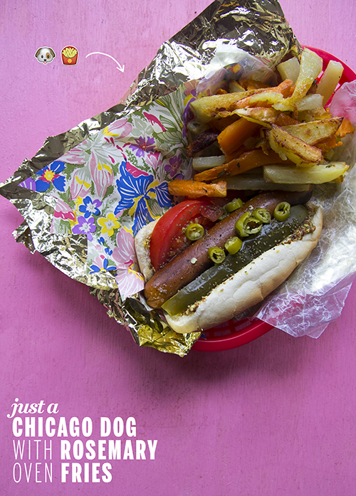 Just a Chicago Dog with Rosemary Oven Fries // take a megabite
