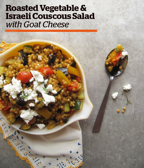 Roasted Vegetable & Israeli Couscous Salad with Goat Cheese Take a Megabite