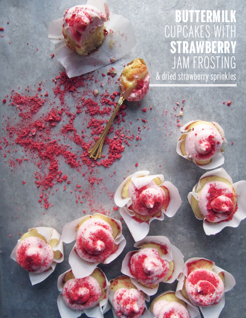 Buttermilk Cupcakes + Strawberry Jam Frosting Take a Megabite